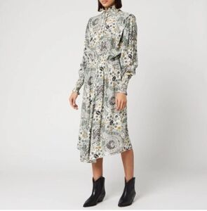 Isabel Marant Etoile Cescott Smocked Floral Paisley Printed Midi Dress